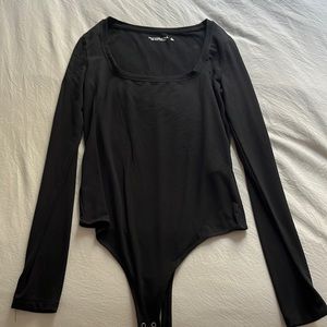 Abercrombie long sleeve black square neck body suit